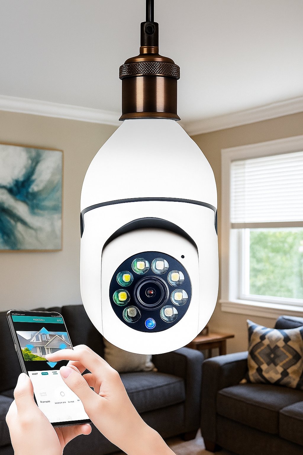 Wi-Fi 1080P Smart Bulb Security Camera – 2.4G Dual-Band with 4X Zoom